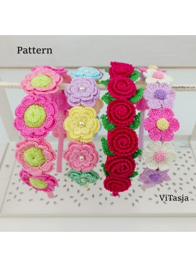 Patterns for four types crochet headbands with flowers