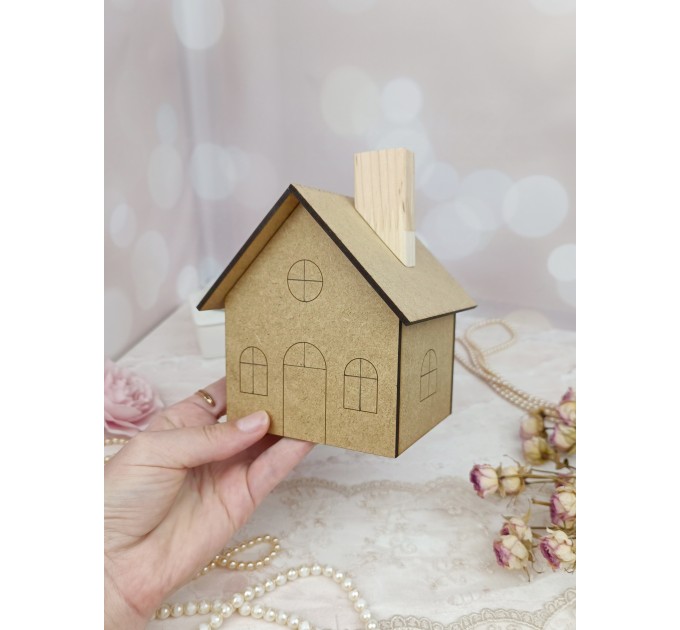 Blank MDF House for Crafting, DIY Wooden House Shape, Craft Supply, MDF House Base, For Painting, Decoupage, Scrapbooking, Home Decoration