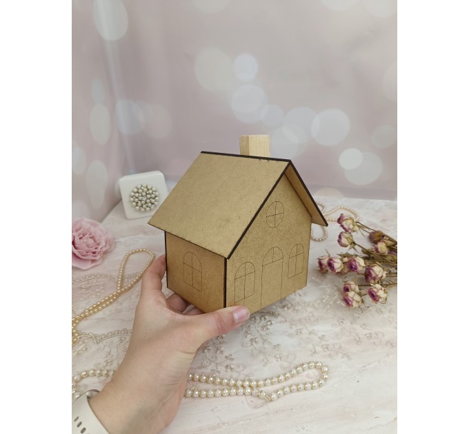MDF House Blank for Decorating/3D Wood Shape for Shabby Chic, Scrapbooking, Junk Journal, Wedding DIY Craft Supplies,Sewing Design,Decoupage
