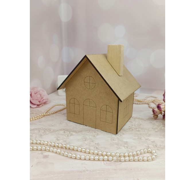 MDF House Blank for Decorating/3D Wood Shape for Shabby Chic, Scrapbooking, Junk Journal, Wedding DIY Craft Supplies,Sewing Design,Decoupage