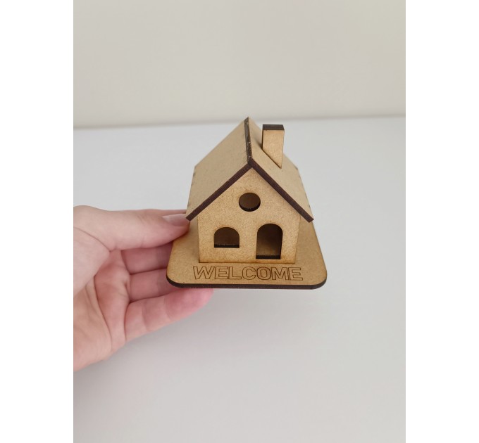 Blank MDF House for Crafting, DIY Wooden House Shape, Craft Supply, MDF House Base, For Painting, Decoupage, Scrapbooking, Home Decoration
