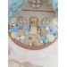 Handmade Crochet House with Blue Roof – Coastal Style Home Décor