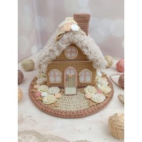 Handmade Crochet Cottage with Fluffy Roof – Neutral Decor