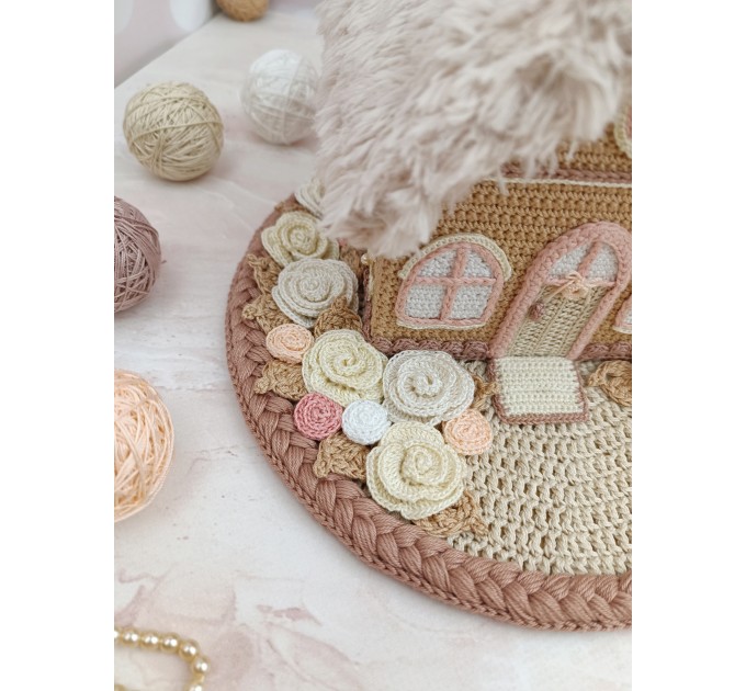Handmade Crochet Cottage with Fluffy Roof – Neutral Decor