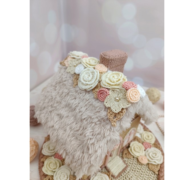 Handmade Crochet Cottage with Fluffy Roof – Neutral Decor