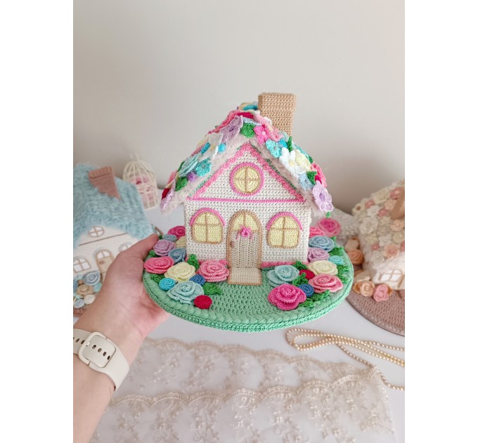 Handmade Crochet Fairy Cottage – Colorful Flower House