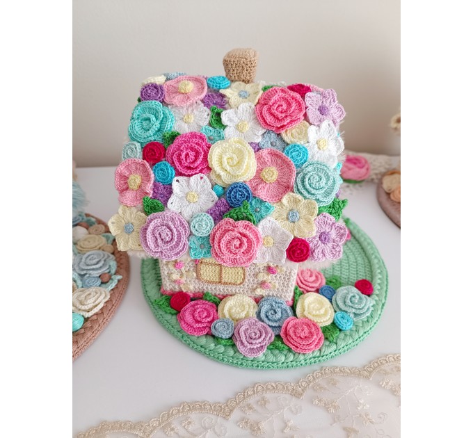 Handmade Crochet Fairy Cottage – Colorful Flower House