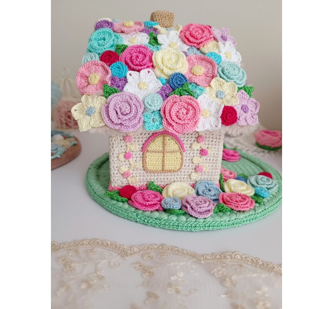 Handmade Crochet Fairy Cottage – Colorful Flower House
