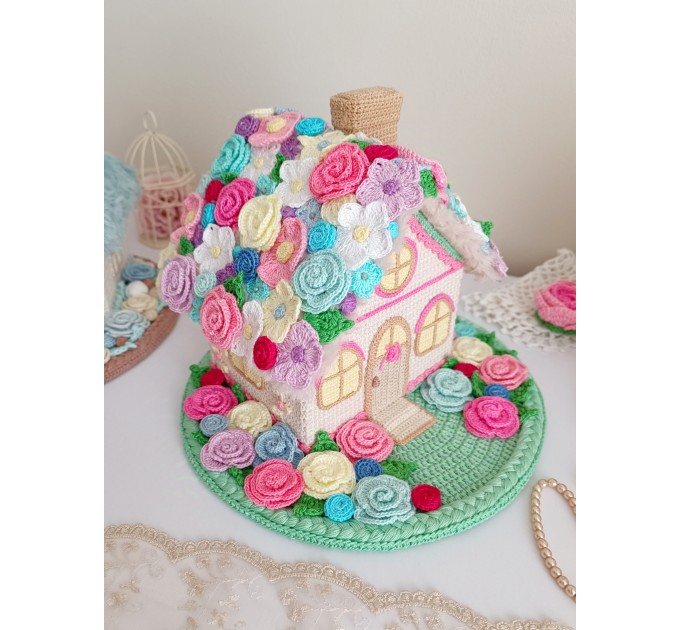 Handmade Crochet Fairy Cottage – Colorful Flower House