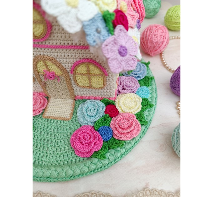Handmade Crochet Fairy Cottage – Colorful Flower House