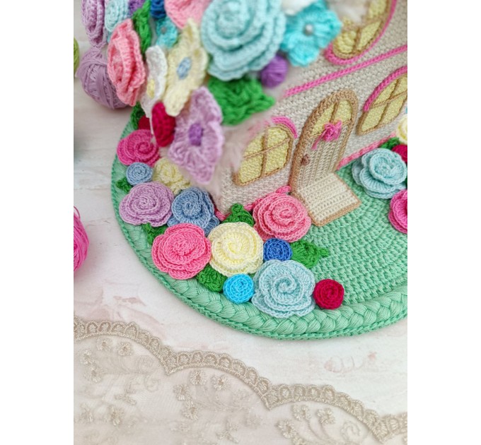 Handmade Crochet Fairy Cottage – Colorful Flower House