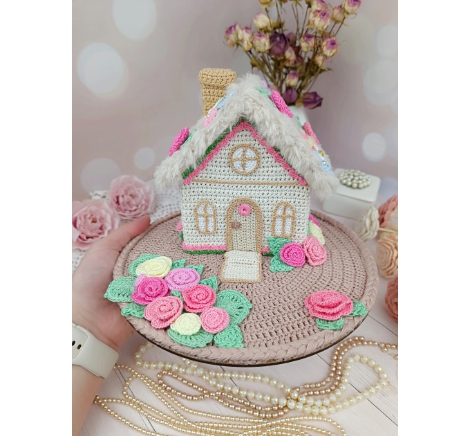Handmade Crochet House with Pastel Flowers – Cottagecore Home Décor