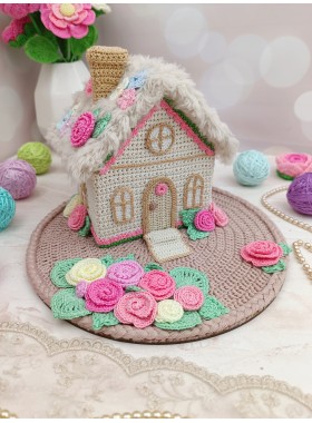 Handmade Crochet House with Colorful Flowers – Whimsical Cottagecore Gift