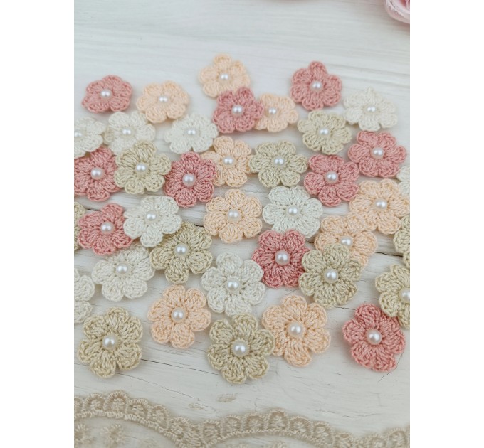Flowers for craft, 40pcs. Sewing flower embellishment. Neutral color flowers. Junk Journal Decor. Miniature supplies. Making accessori