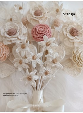 Pattern for a bouquet of crochet flowers