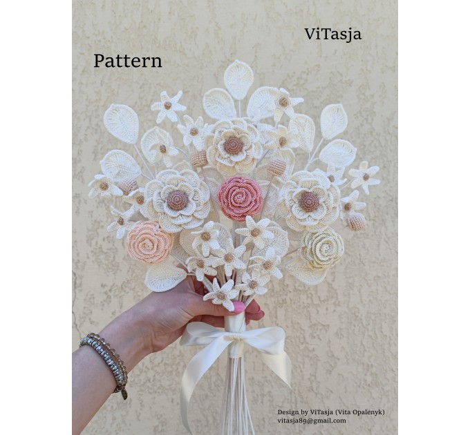 Pattern for a bouquet of crochet flowers