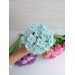 Crochet bouquet of blue flowers.