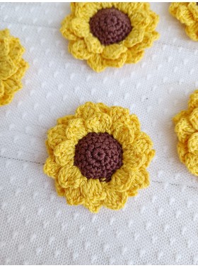 Crochet Sunflower PATTERN. Pattern for jewelry. Easy crochet.