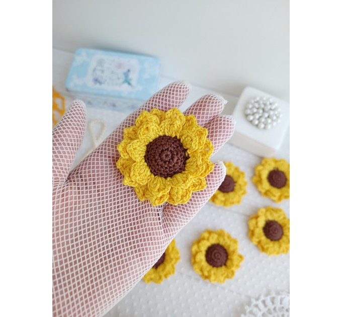 Crochet Sunflower PATTERN. Pattern for jewelry. Easy crochet.