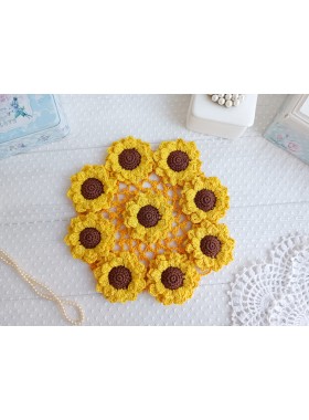 Crochet Sunflower PATTERN. Pattern for jewelry. Easy crochet.