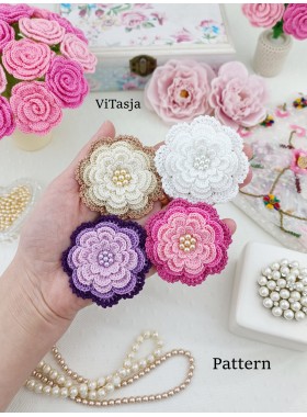 Multilayer Crochet Flower Pattern. Make hair accessories. Wedding decorations.
