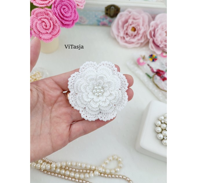 Multilayer Crochet Flower Pattern. Make hair accessories. Wedding decorations.