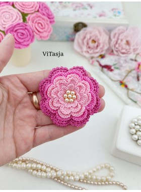 Multilayer Crochet Flower Pattern. Make hair accessories. Wedding decorations.