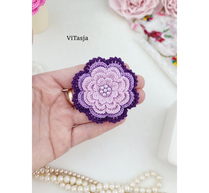 Multilayer Crochet Flower Pattern. Make hair accessories. Wedding decorations.