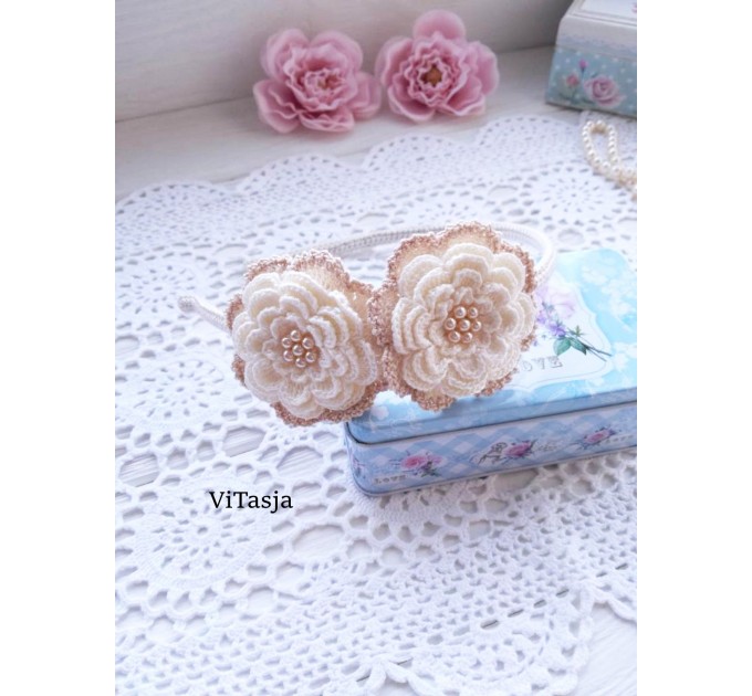 Multilayer Crochet Flower Pattern. Make hair accessories. Wedding decorations.