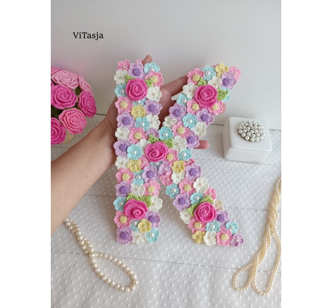 Crochet Flowers/Letter PATTERN. Letter for gift. Universal flowers use in sewing and decorating items.Making accessories and lewelry.Wedding