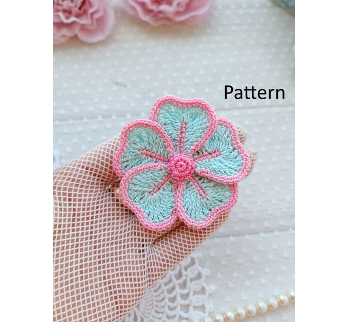 Crochet motif. Crochet PDF pattern. Flower pattern for brooch.Pattern for headband. Flower pattern for hat.