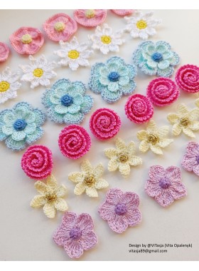 Crochet Flower PATTERNS, 6 types.