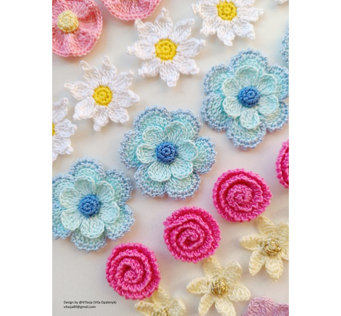 Crochet Flower PATTERNS, 5 types.
