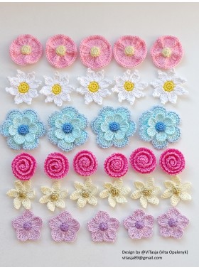 Crochet Flower PATTERNS, 5 types.