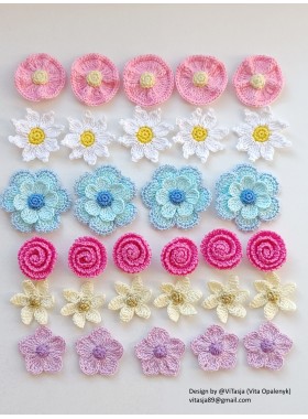 Crochet Flower PATTERNS, 6 types.