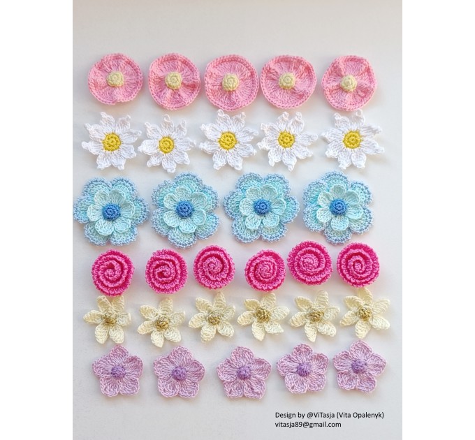 Crochet Flower PATTERNS, 6 types.