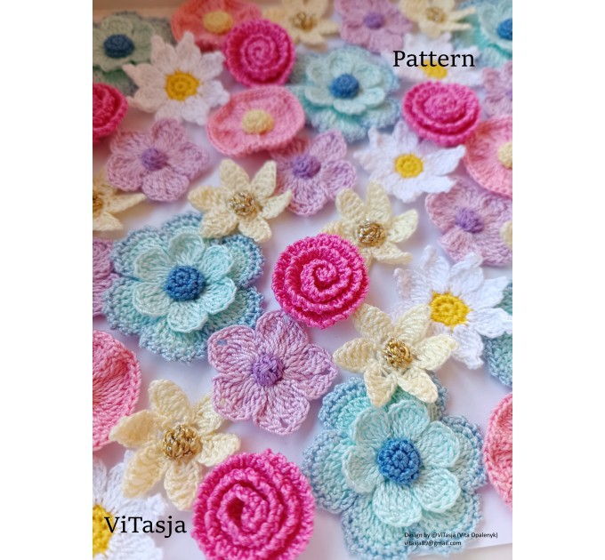 Crochet Flower PATTERNS, 6 types.